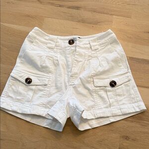fab'rik White Women's Cargo Shorts with Button Accents